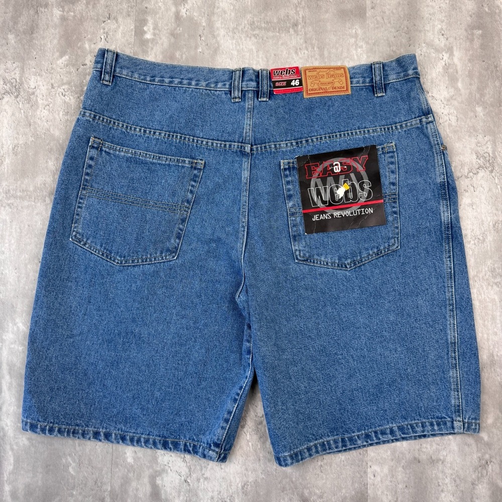 Vintage Webs Jean Shorts Mens 46 Blue Baggy Wide Leg Cargo Skate Grunge NWT